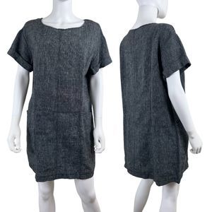 Free People Womens Size M Endless Shore Linen Shift Mini Dress Pocket Pullover